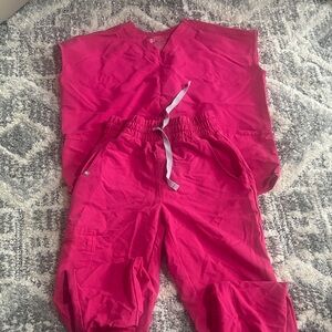 Figs Bright Pink Scrub Set